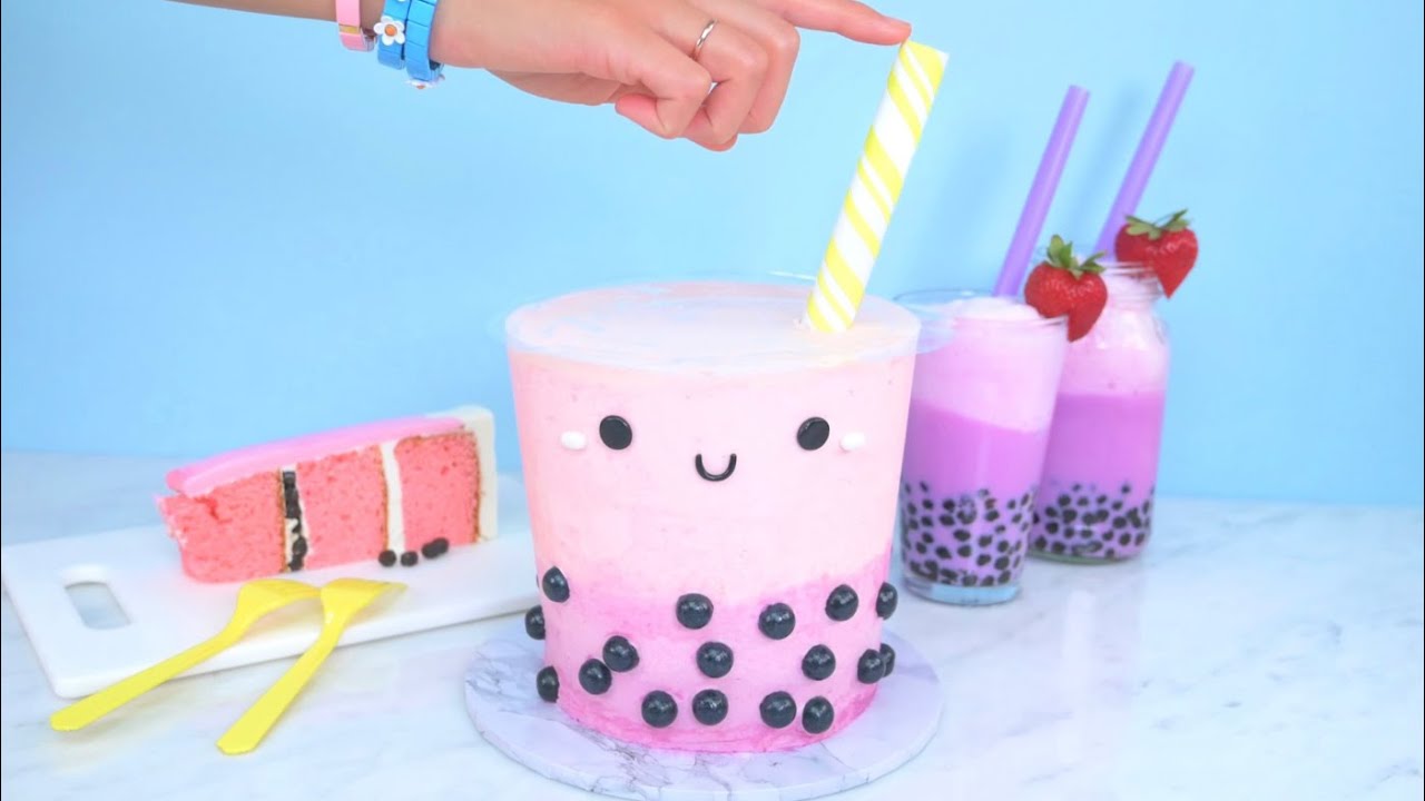 Cartoon Food Bubble Tea Cake Tutorial