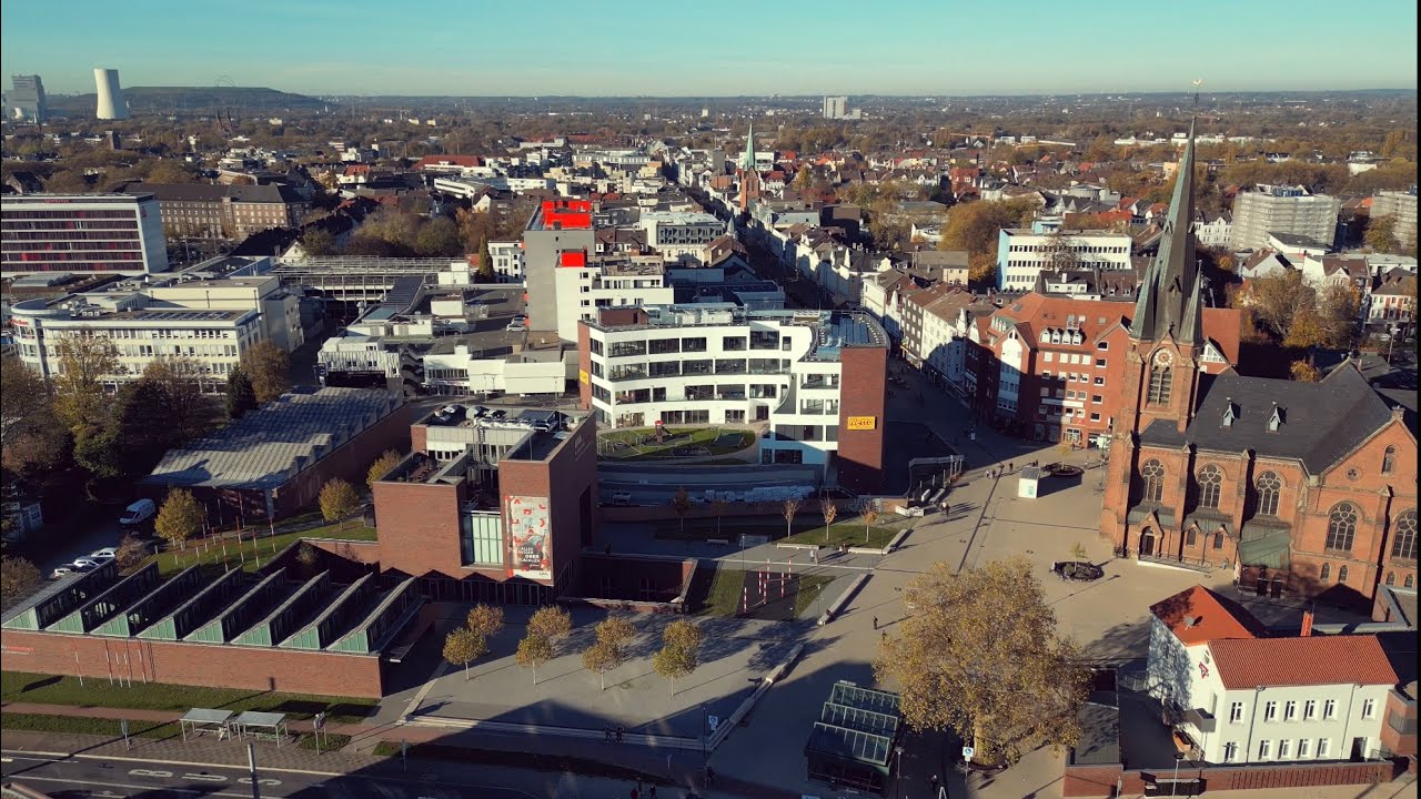 Flug über Herne Mitte Bahnhofstraße Bahnhof Autobahn Europagarten DJI Drone Chill 2022