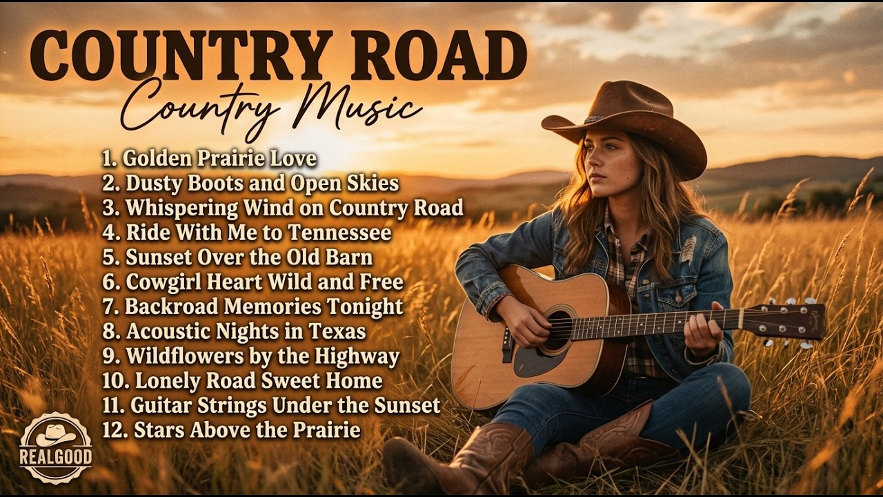 Country Road Acoustic 🌅 Relaxing Country Music for Driving, Study & Peaceful Nights