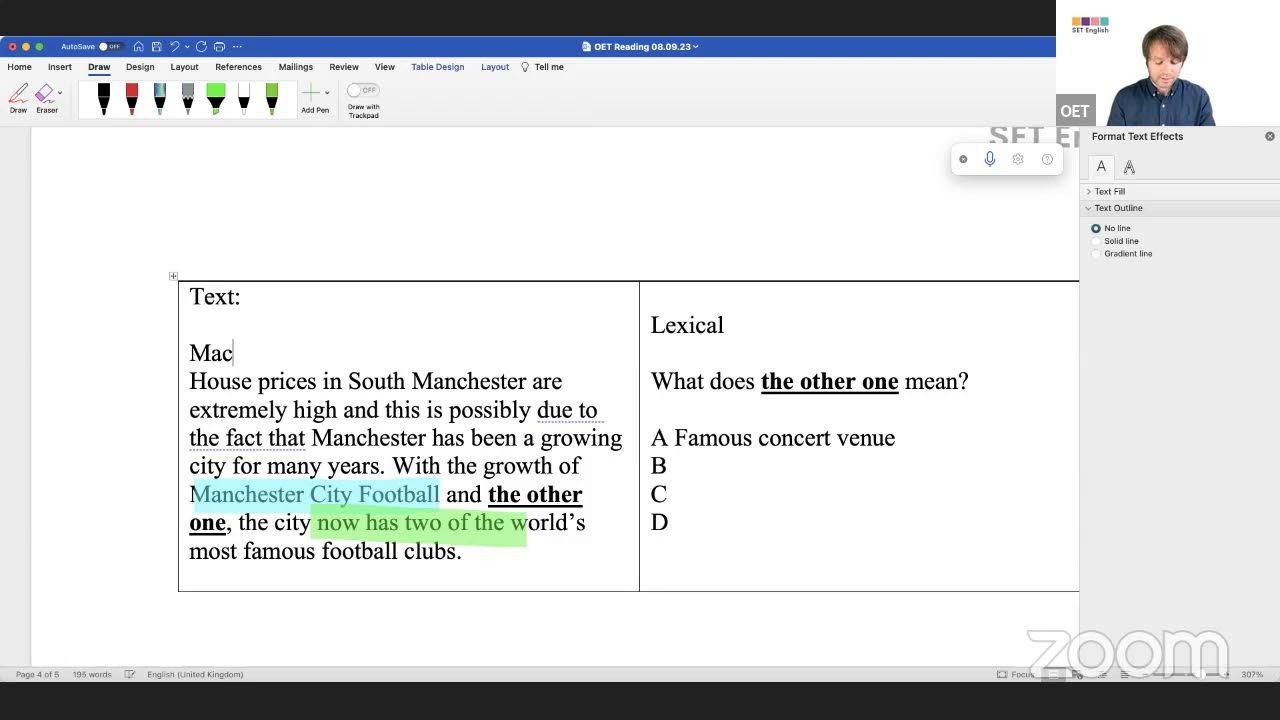 OET Reading: Lexical / Reference Questions