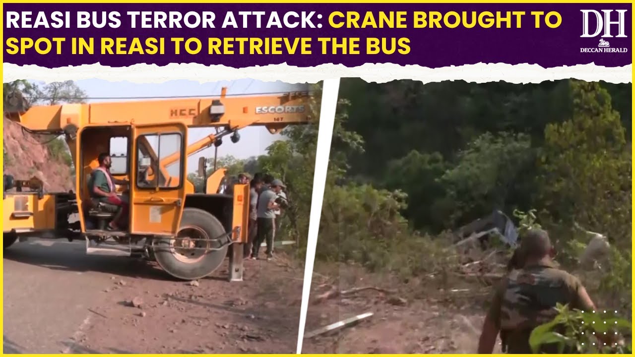 Reasi Bus Terror Attack | Crane brought to spot in Reasi to retrieve the bus |Jammu and Kashmir News
