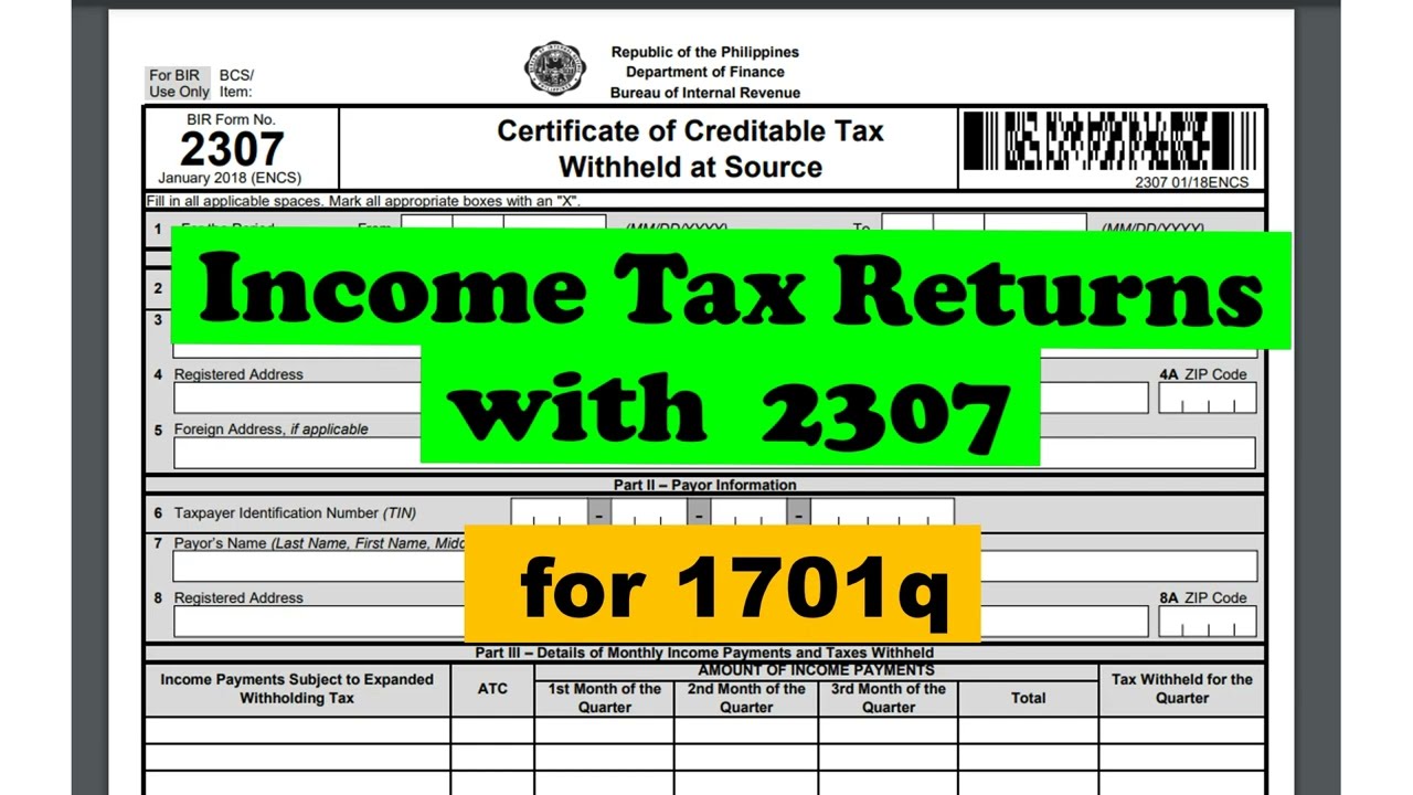 Quarterly Income Tax Return with 2307