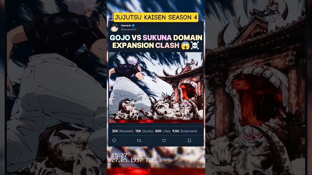 GOJO VS SUKUNA DOMAIN EXPANSION CLASH 😱☠️ | #jujutsukaisen #edit #jjk #amv #anime