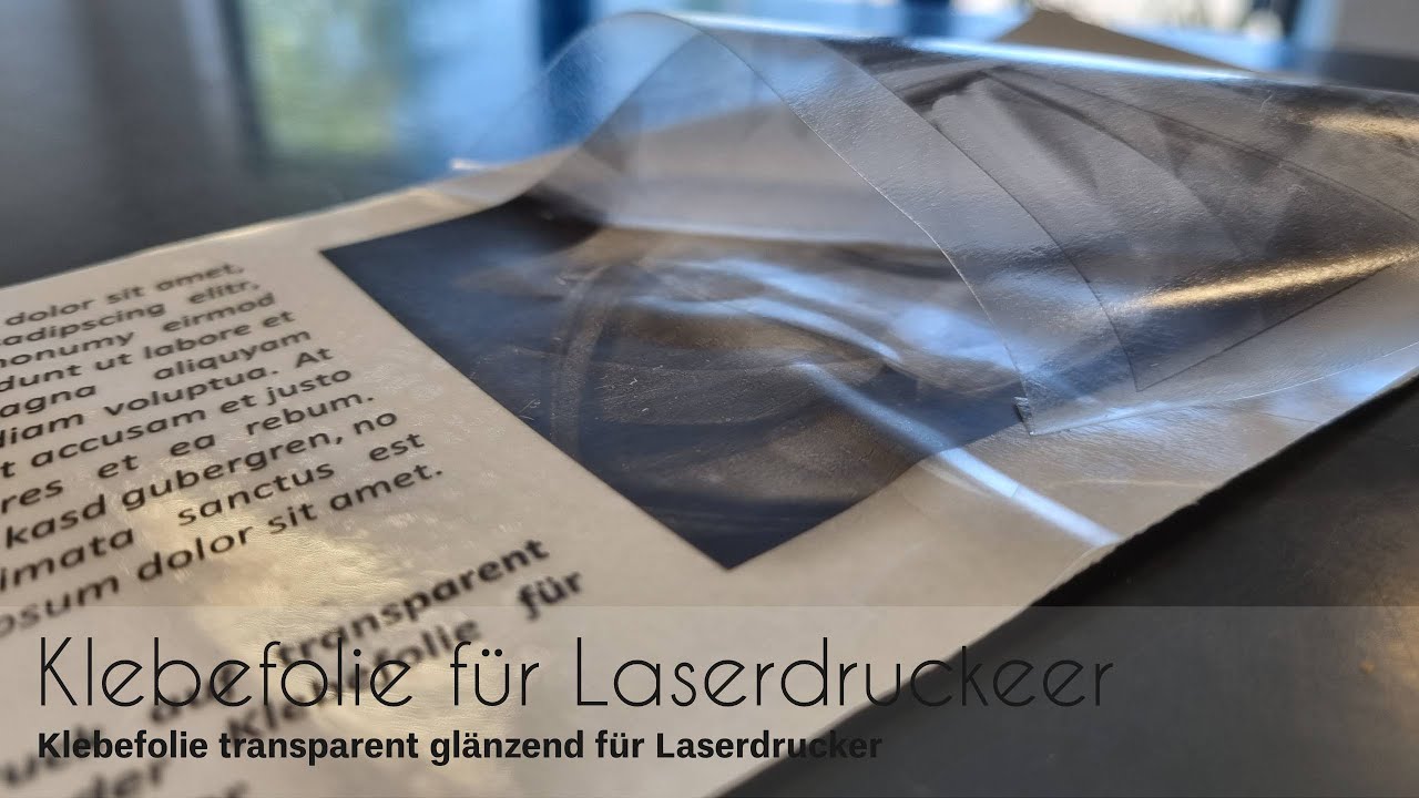 Bedruckbare Klebefolie transparent gl&auml;nzend f&uuml;r Laserdrucker