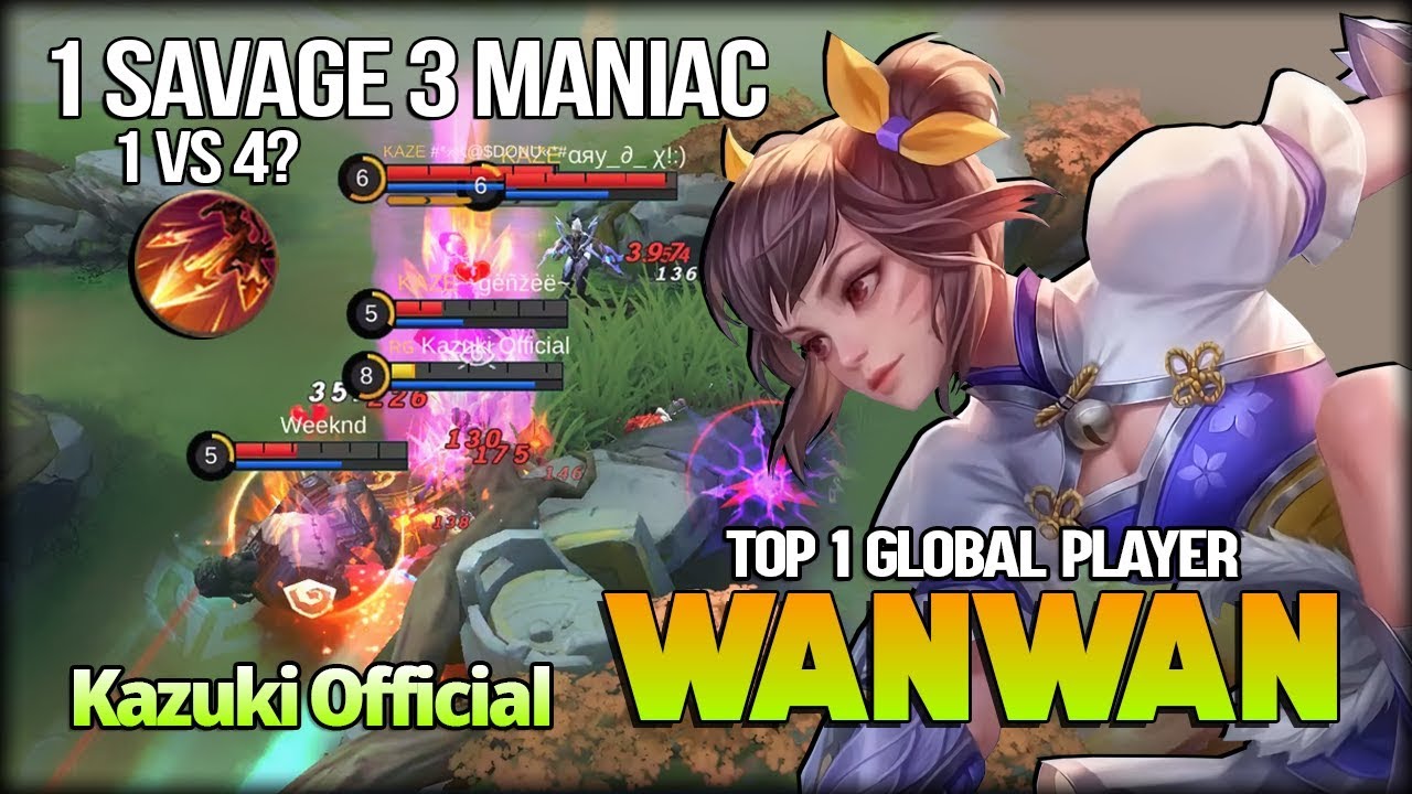 1x SAVAGE 3x MANIAC!! 1 vs 4?! Just Come! Kazuki Official Top 1 Global Player - Mobile Legends