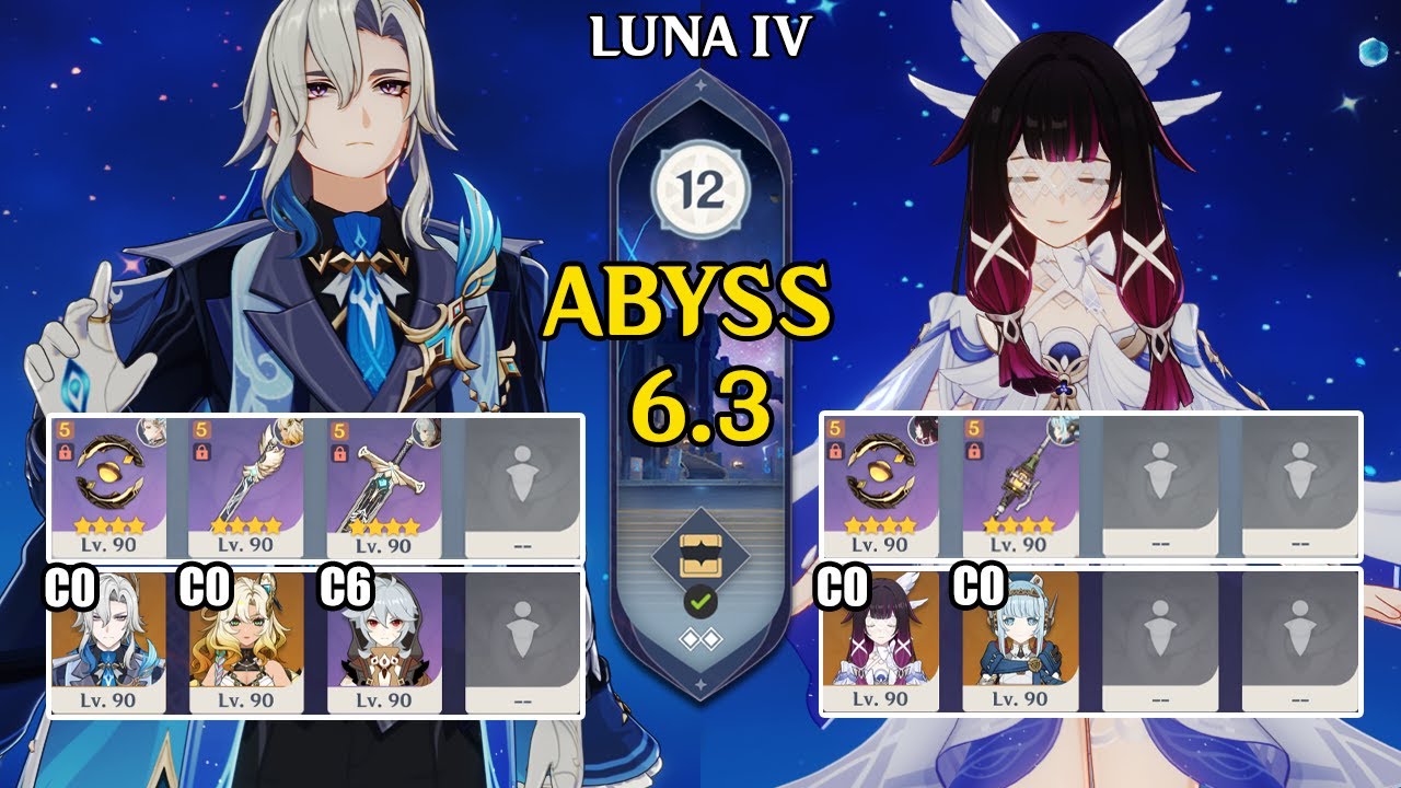 【Genshin Impact Бездна 6.3】C0 Нёвиллетт Трио & C0 Колумбина Дуо｜Luna 4｜原神 Spiral Abyss