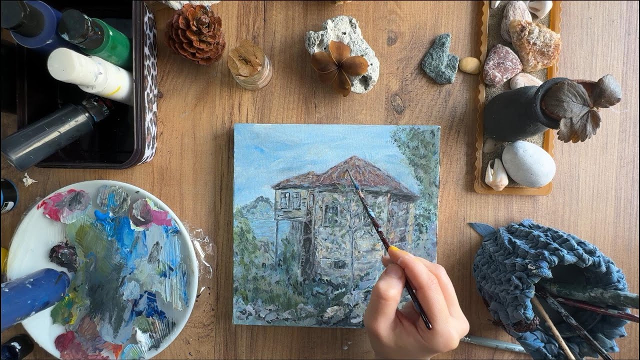 Old Stone House by the Sea – Peaceful Painting from Scratch with Relaxing Music | Calm Creative Jour