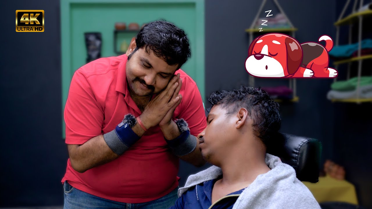 Extremely Relaxing Head Massage with Hair Cracking by Shamboo | Indian Massage