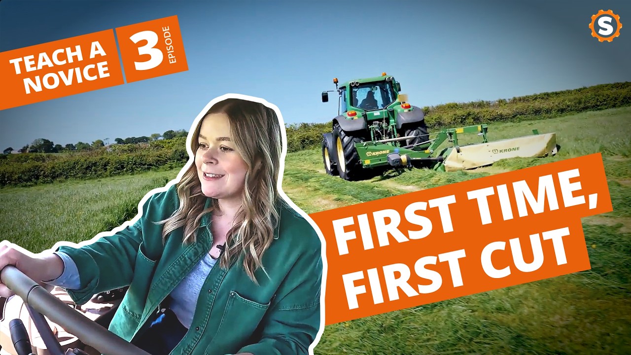 Newbie Learns how to Tractor Mow with a John Deere 6930 - Super Satisfying First Cut!