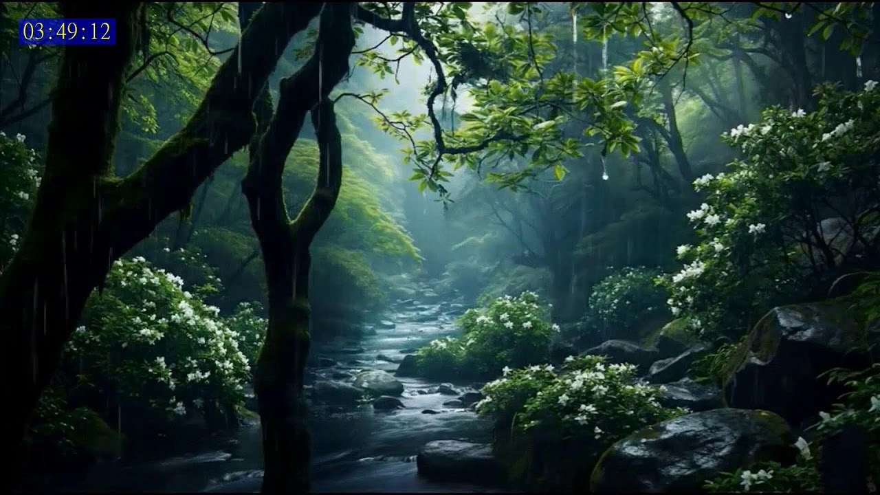 Soft Rain Sounds in a Tropical Jungle River for Mental Relaxation