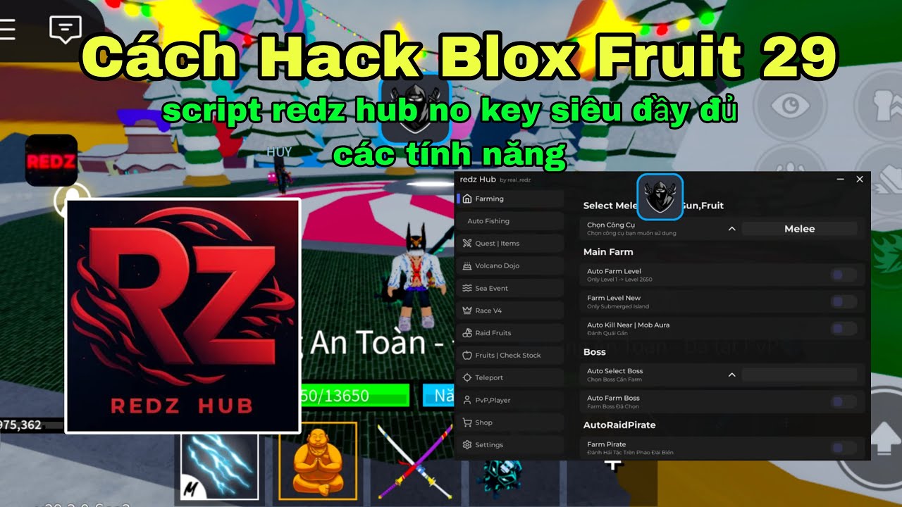Cách Hack Blox Fruits Delta X VNG Script Redz Hub No Key