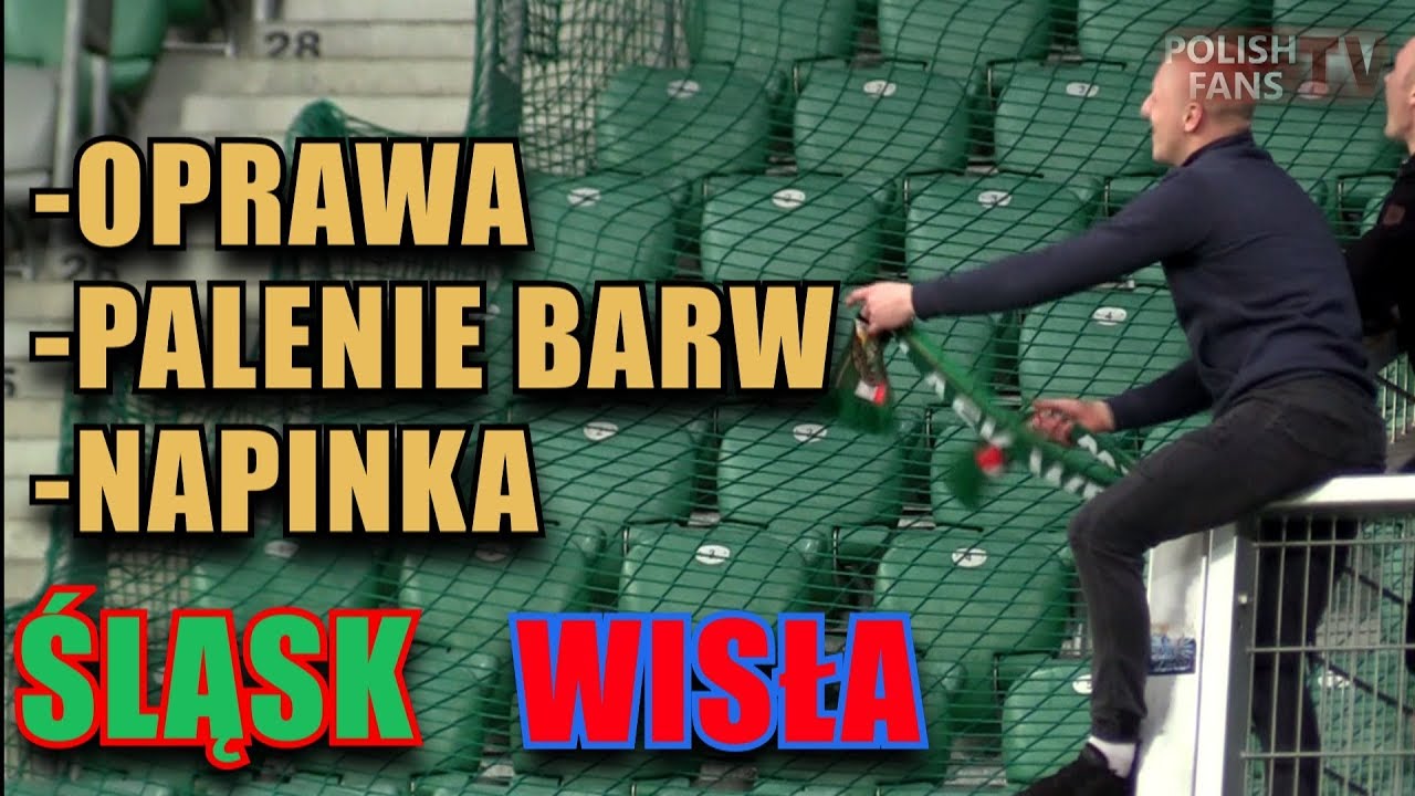 Oprawa, palenie barw, napinka na meczu Śląsk - Wisła (14.10.2017 r.)