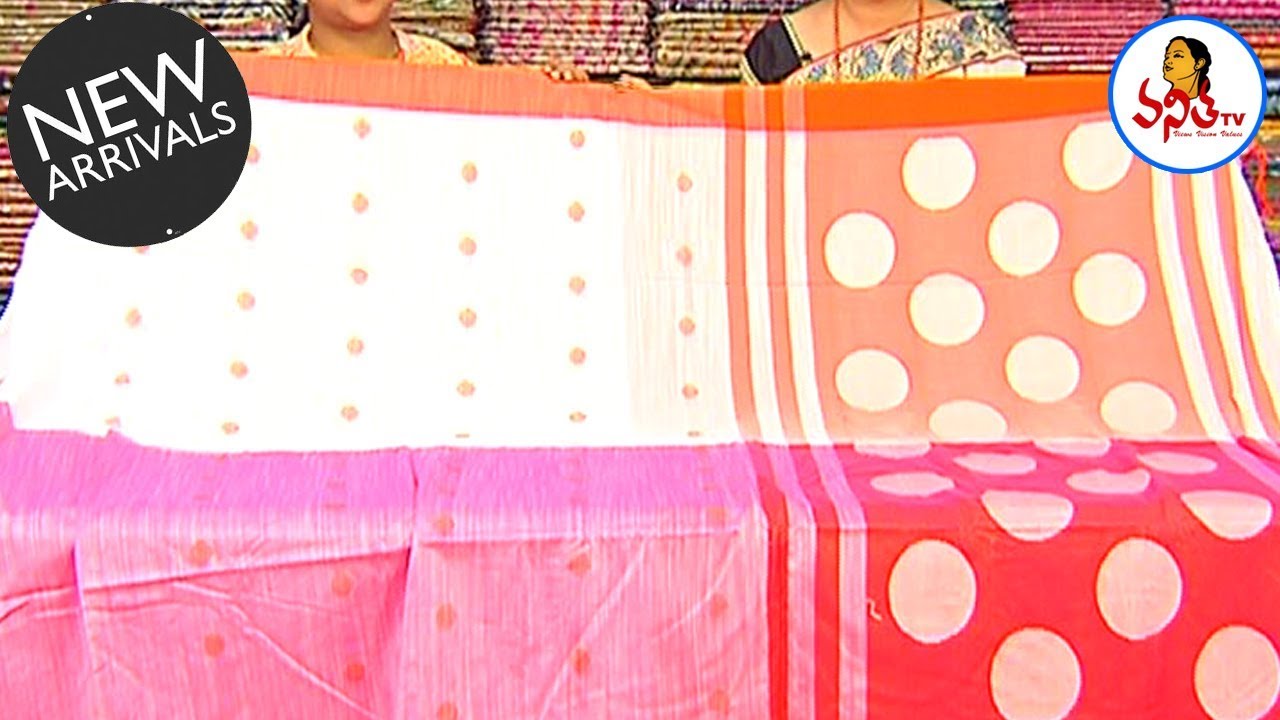 White & Pink Color Lenin Handloom Saree | New Arrivals | Sogasu Chuda Tarama | Vanitha TV