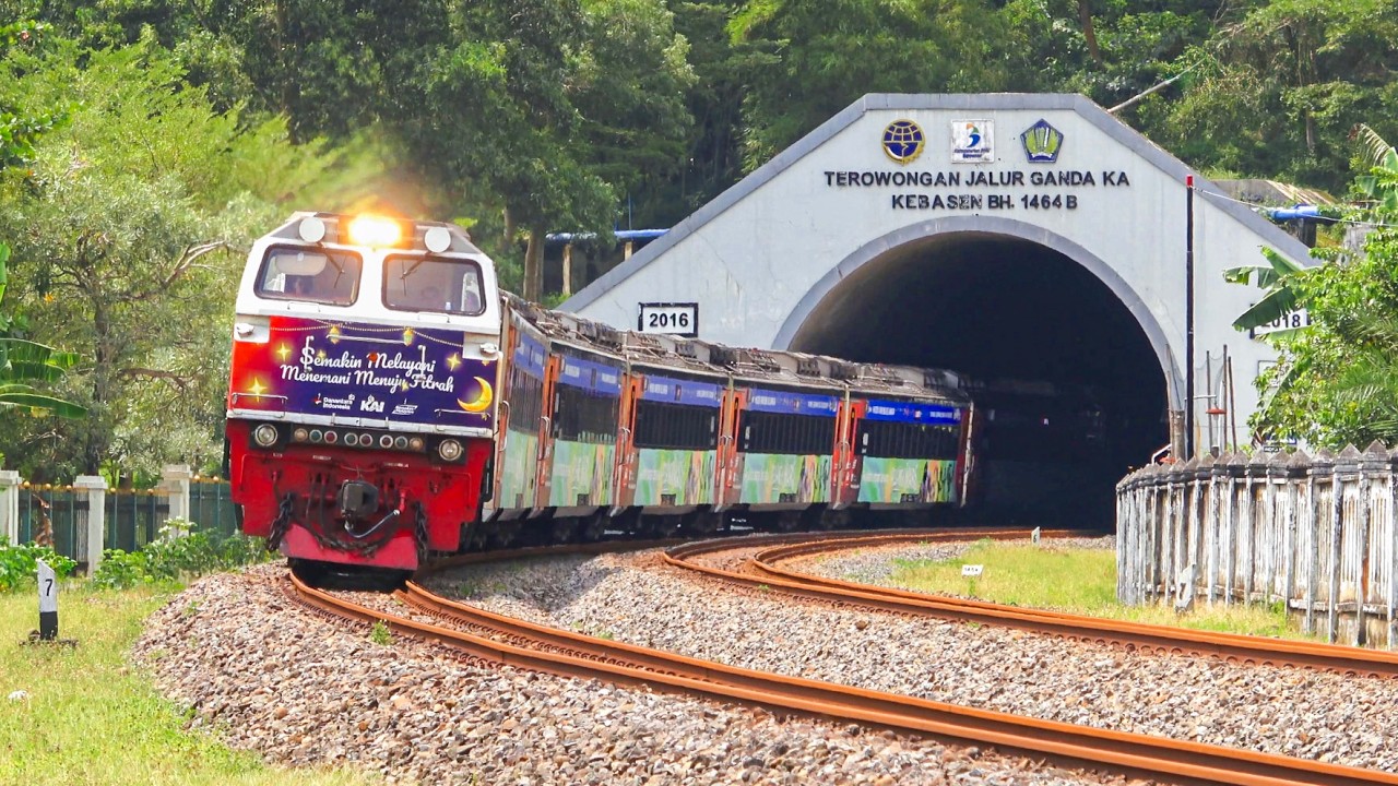 KERETA API PANJANG‼️ MENEMUKAN 27 KERETA API NGEBUT DI TEROWONGAN JEMBATAN DAN PERLINTASAN