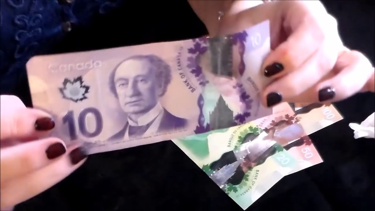 ASMR Canadian Money Satin Glove