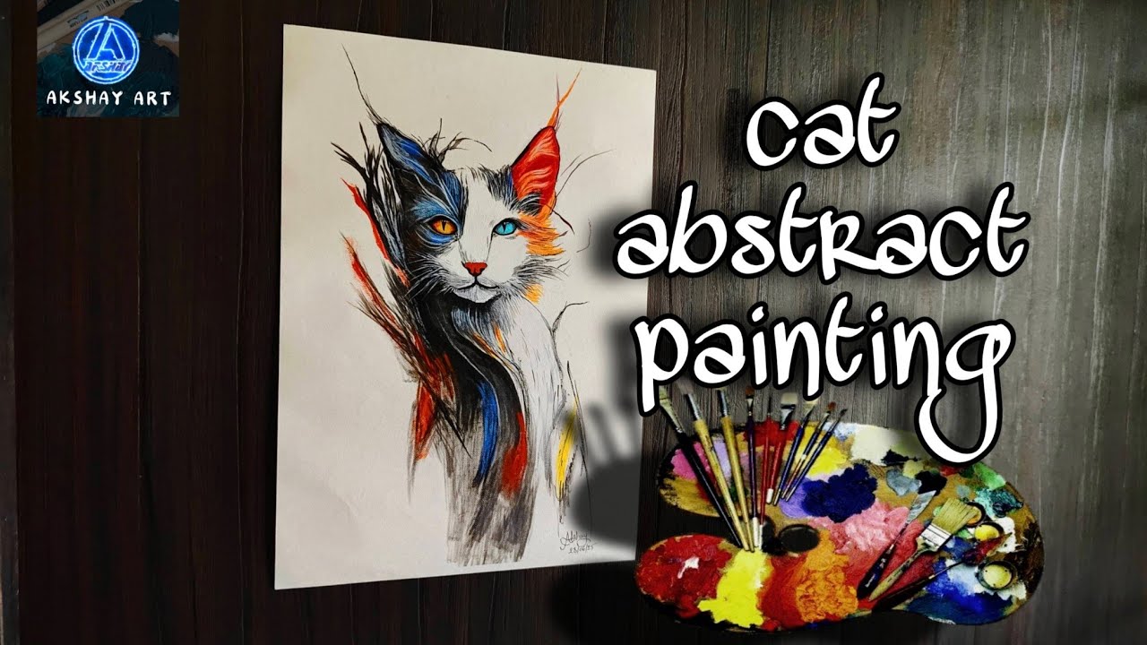 Cat colourful abstract painting | timelapse | acrylic painting