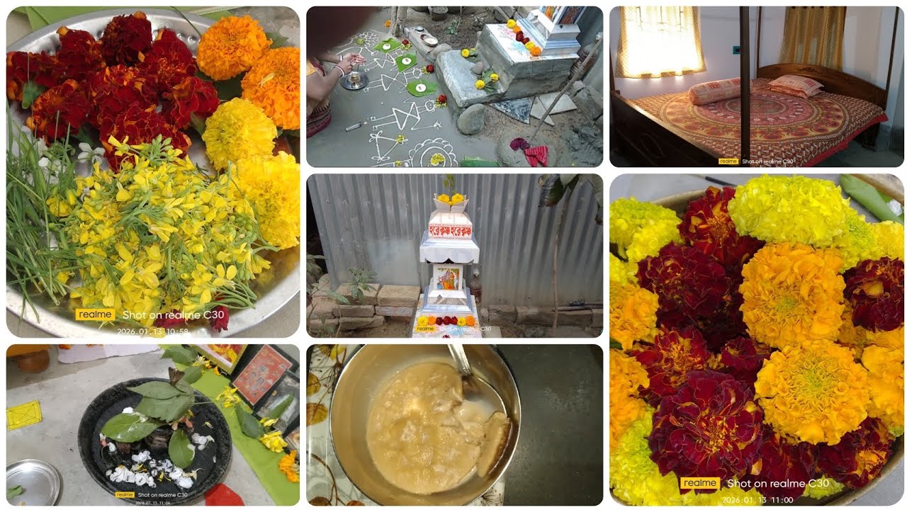 আজ পৌষ সংক্রান্তি উপলক্ষে বনফুল দিয়ে পূজা করলাম।🌼❤️#homevlog #lifestyle #lifestylevideo #viralvideo