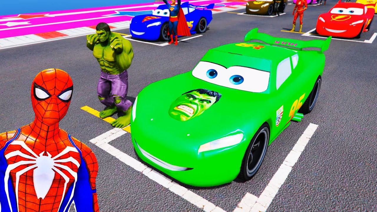 SPIDERMAN McQueen Ramp JUMP Desafio de carros com Homem Aranha GTA 5