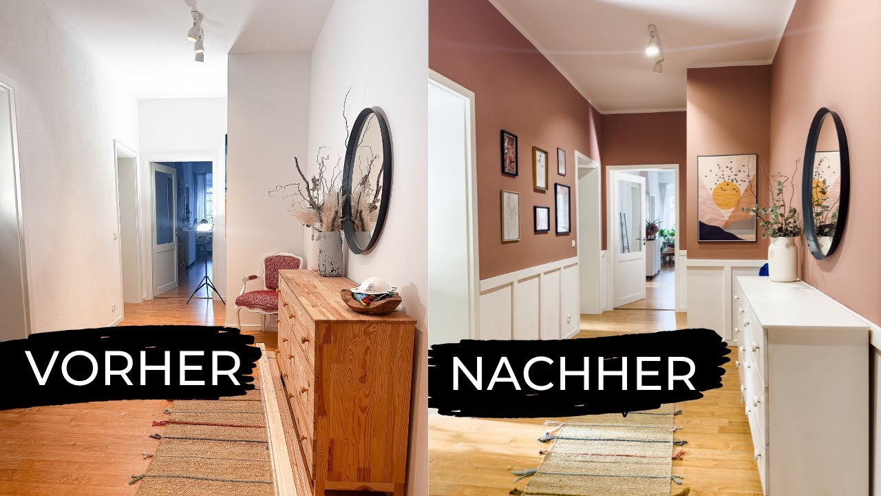EXTREME FLUR MAKEOVER! | Flur gemütlich gestalten und dekorieren | DIY Holzpaneel  - Wände streichen