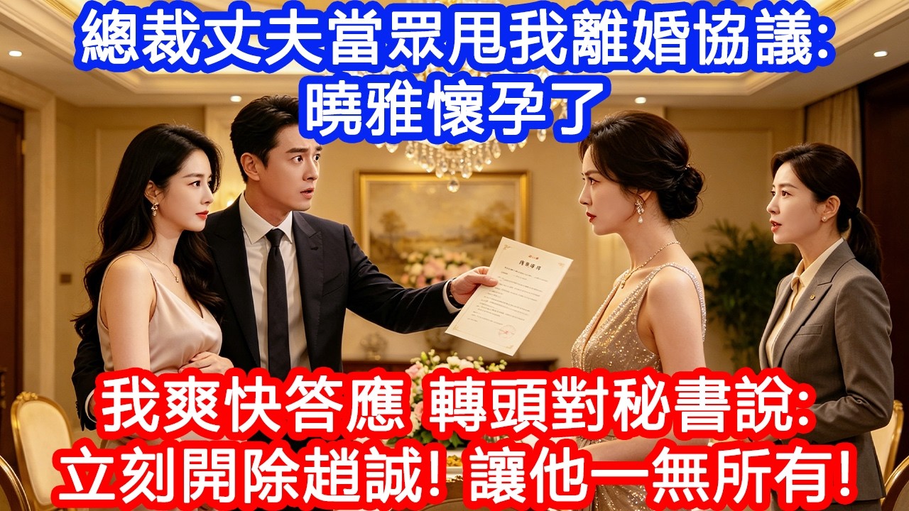 【情感故事】總裁丈夫當眾甩我離婚協議：曉雅懷孕了！我爽快答應離席，轉頭對秘書說：立刻開除趙誠！8億訂單取消！讓他一無所有！#故事 #人生哲理 #婚姻 #出軌 #爽文