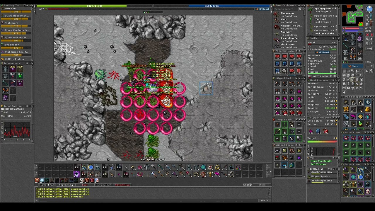 TIBIA WHERE TO HUNT VIDEO FOR EKS 400+ RIPPERS THAIS! 3.9KK RAW+ EXP 800K + PROFIT!