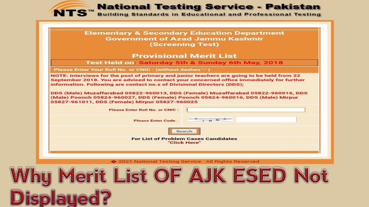 AJK NTS Merit List 2021 | Queries & Delays