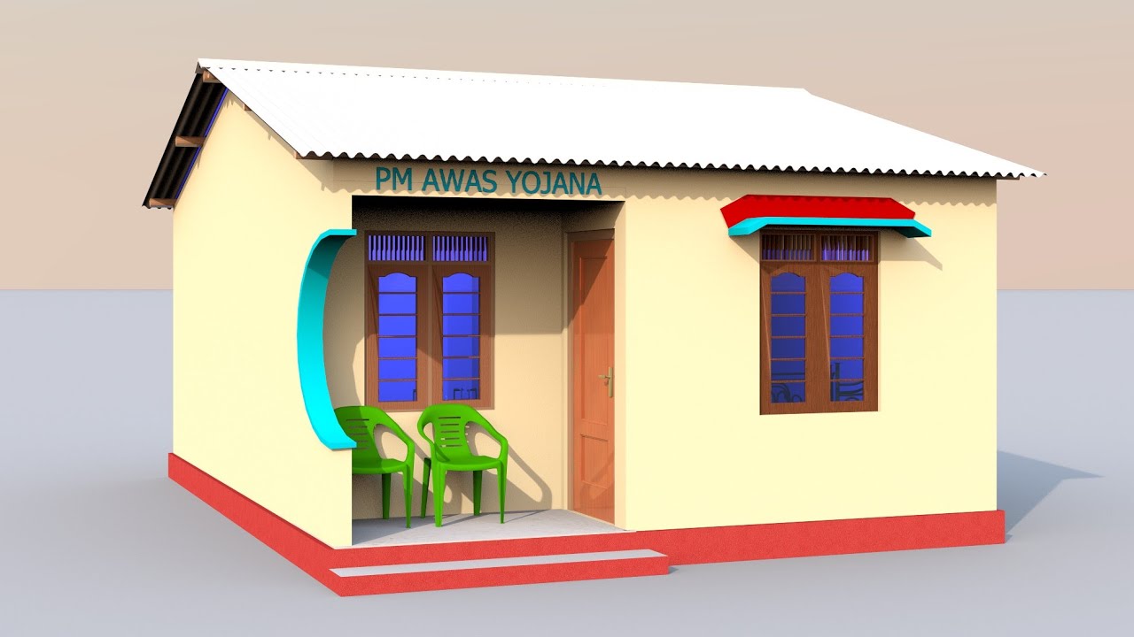 PMAY HOUSE DESIGN 2024 | टिनसे प्रधानमंत्री आवास योजना का घरका नक्शा | tin shed village home design