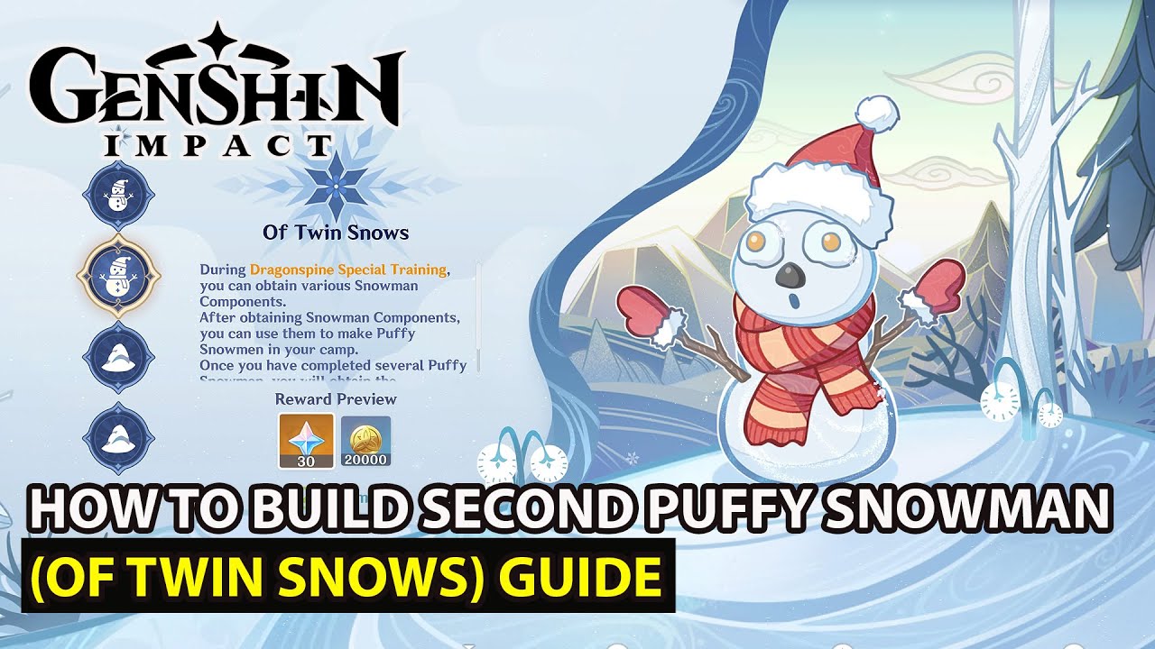 Genshin Impact - Shadow Amidst Snowstorms Event How To Complete (Of Twin Snows) Puffy Snowman Guide