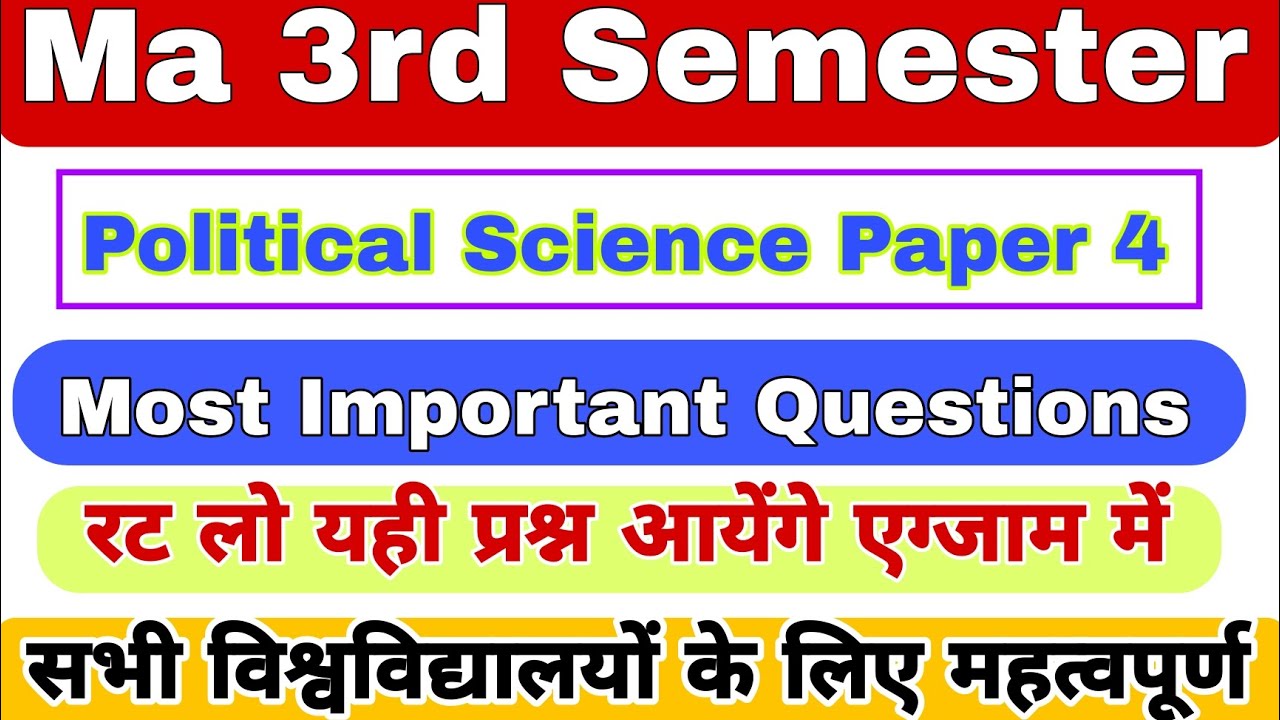 Ma 3rd Semester Political Science paper 4 Most Important Questions 💥 International Organisations