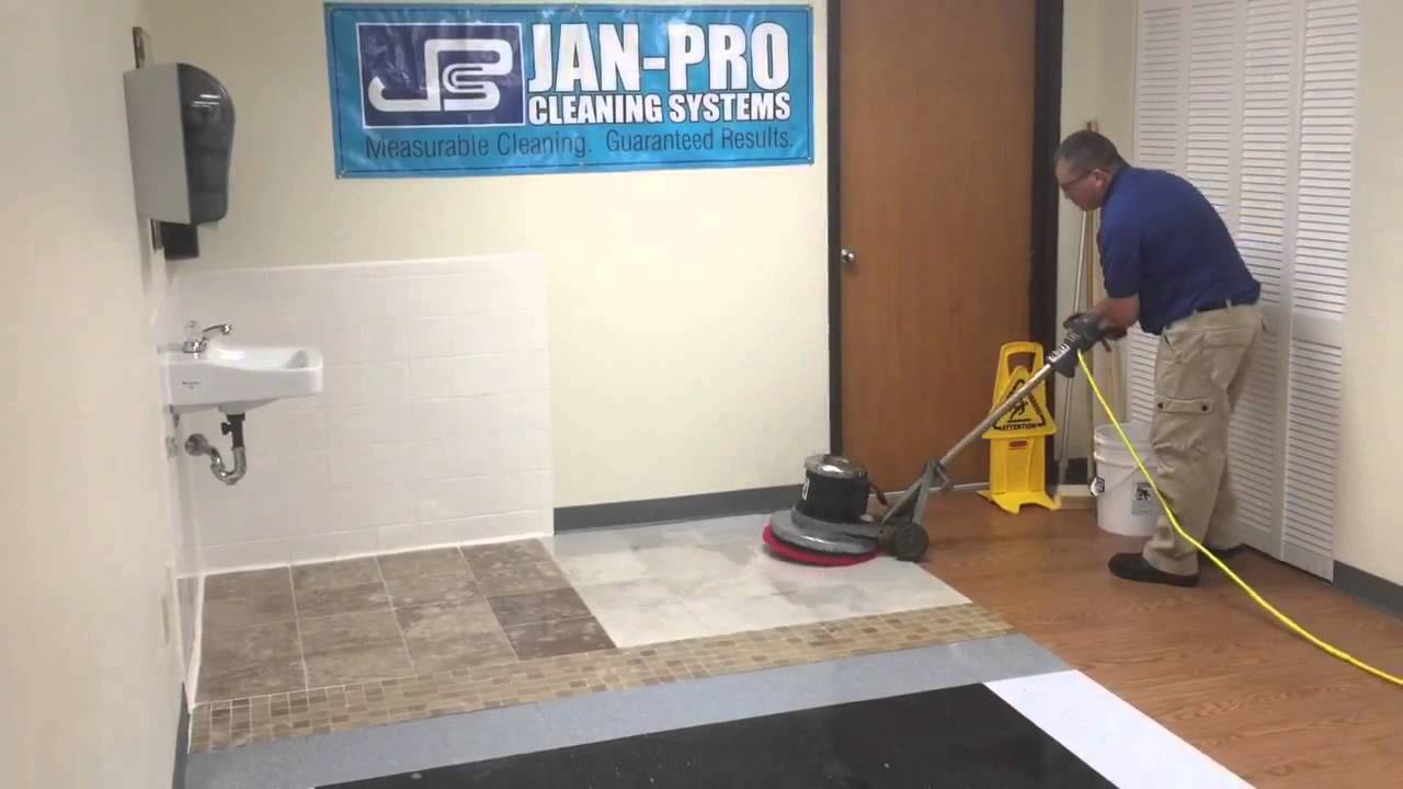 JanPro Columbus - The best way to do a grout scrub on ceramic floor tile.
