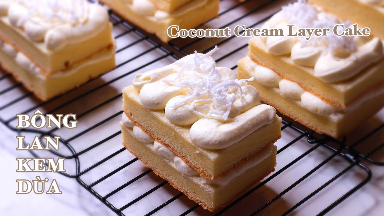 Bánh Bông Lan Kem Dừa - Thêm Cốt Dừa Vào Bánh & Kem Rất Đơn Giản Nhưng Bánh Kem Lại Ngon Vô Cùng