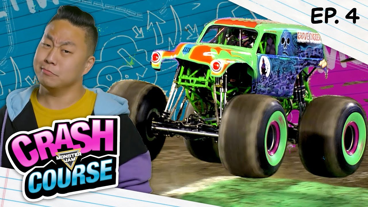Trucks Jump Over Trucks in a MONSTER JAM&reg; Race! | MONSTER JAM Crash Course | Episode 4