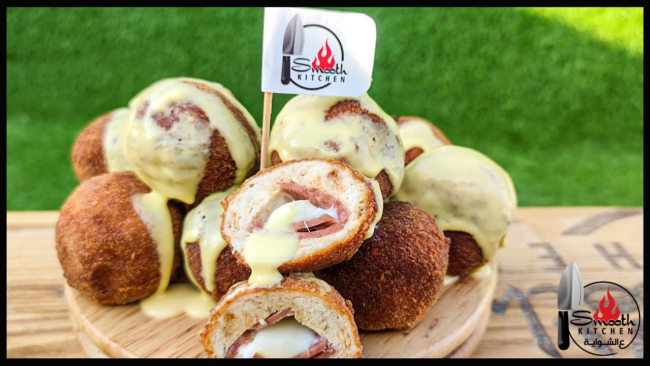 (34) طريقةعمل كرات الفراخ المحشيةروزبيف وموتزاريلا - how to make chicken balls stuffed rosebeef
