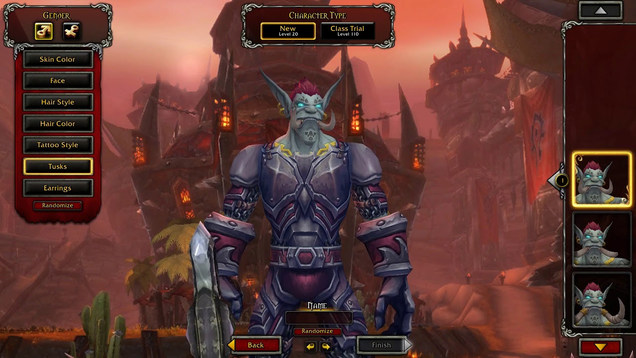 Zandalari Troll Customization Options in World of Warcraft
