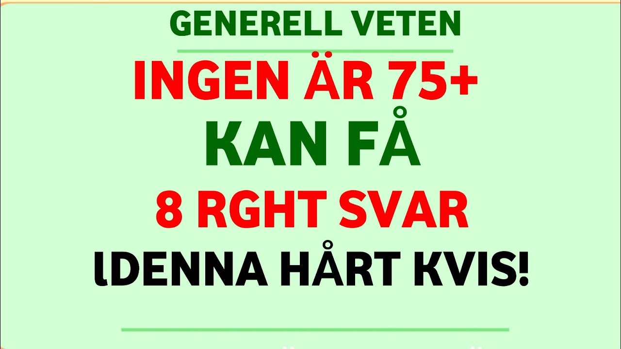Ingen över 75 år kan få 8 rätt i detta SVÅRA quiz! 🧠🔥 | Allmänbildningsquiz