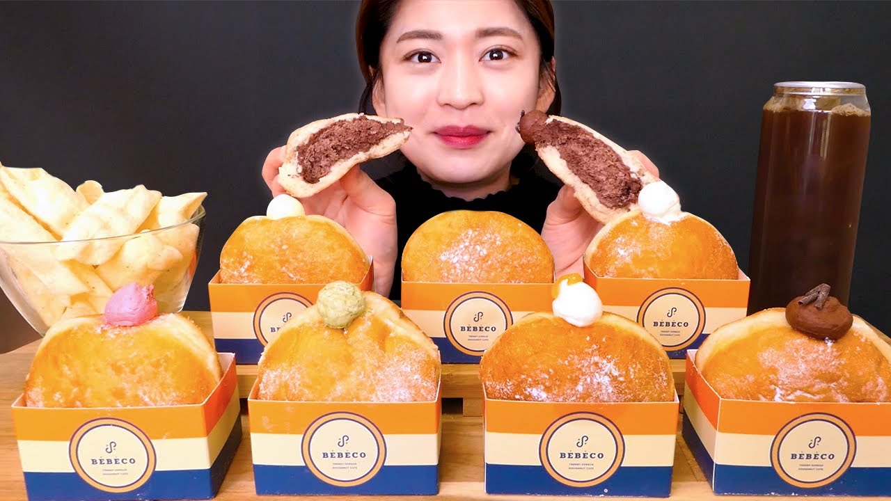 🍩Cream Donut😍크림을 샀는데 도넛이 왔다!! 배배꼬도넛 먹방❤ (ft.대왕 오감자) [Chocolate,Custard,Green tea,Yogurt] Mukbang