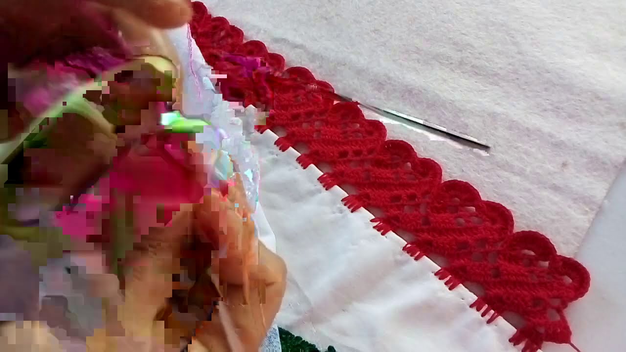 PUNTILLA DE LINDOS CORAZONES UNA SOLA VUELTA#arte #crochet #manualidades #tejidos #parati
