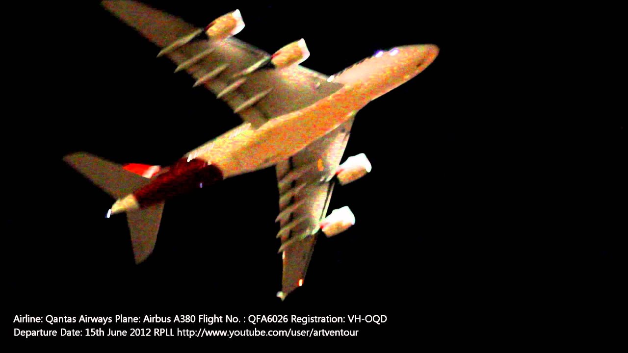 Qantas A380 VH-OQD Fergus McMaster take off at Manila from LTP June 15, 2012 ✈