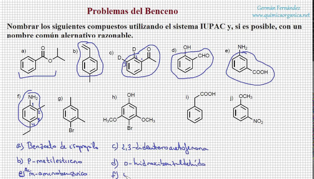 Problema 1. Nomenclatura del benceno