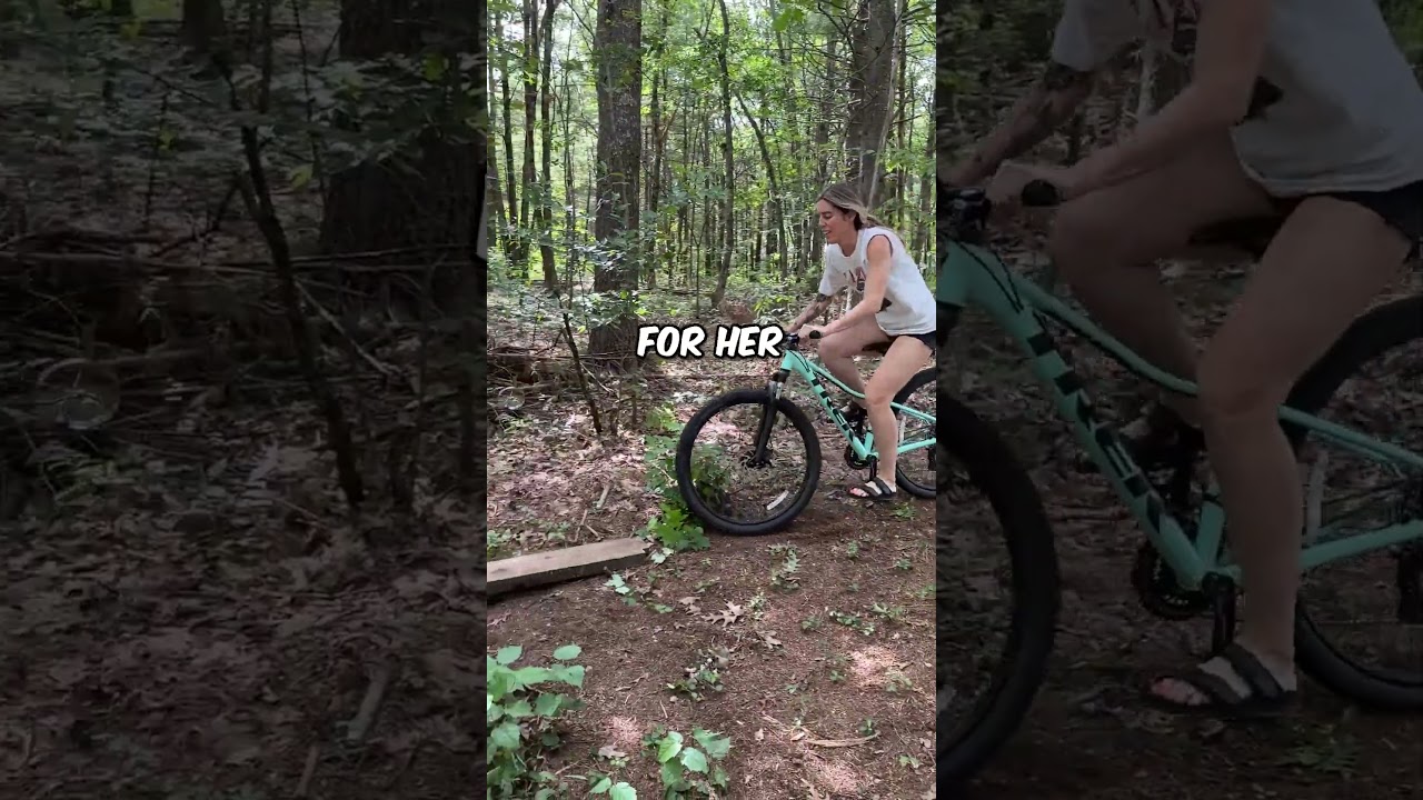 Her first time mountain biking went wrong 🥹