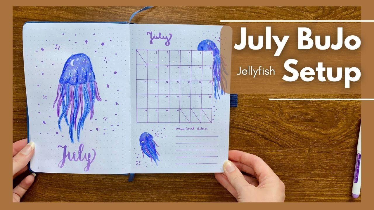 July Bullet Journal Setup 2025 🪼 Jellyfish + Celestial Theme with Trackers