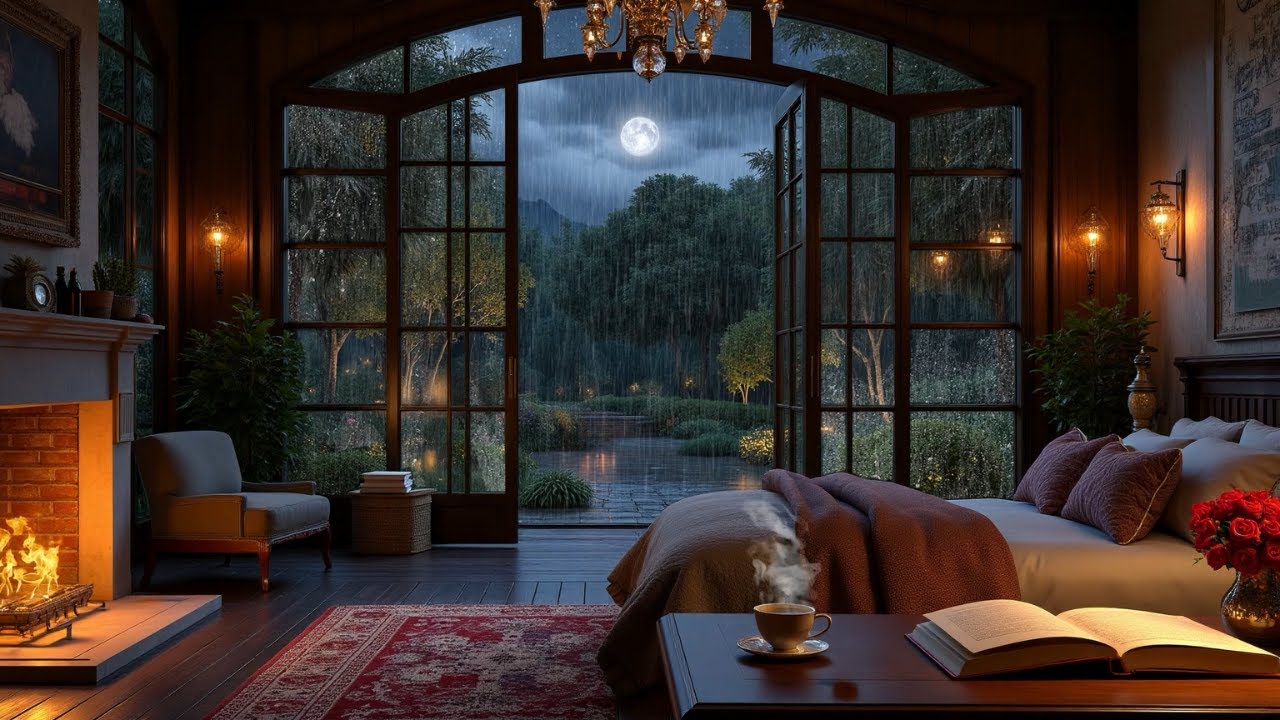 Gentle Rain and Piano Sleep Music for Stress Relief, Deep Sleep and Anxiety Calm Night Mode