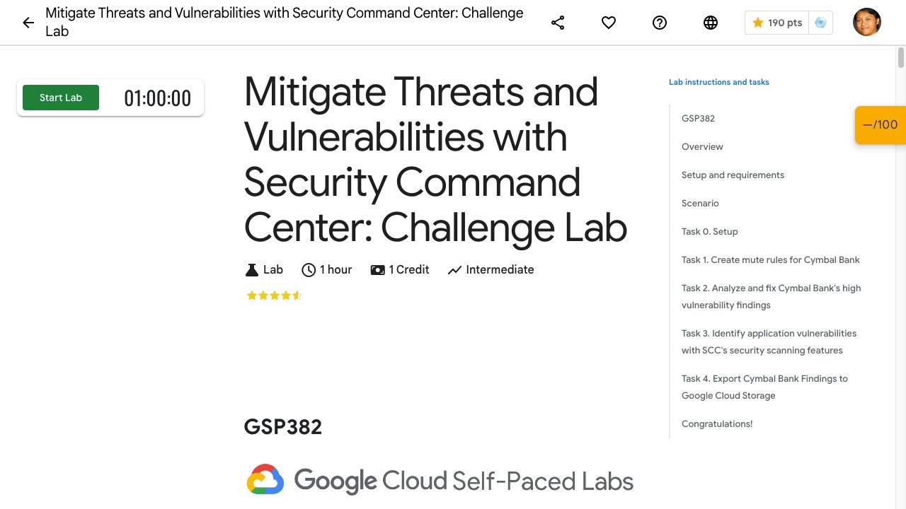 Mitigate Threats and Vulnerabilities with Security Command Center Challenge Lab GSP382