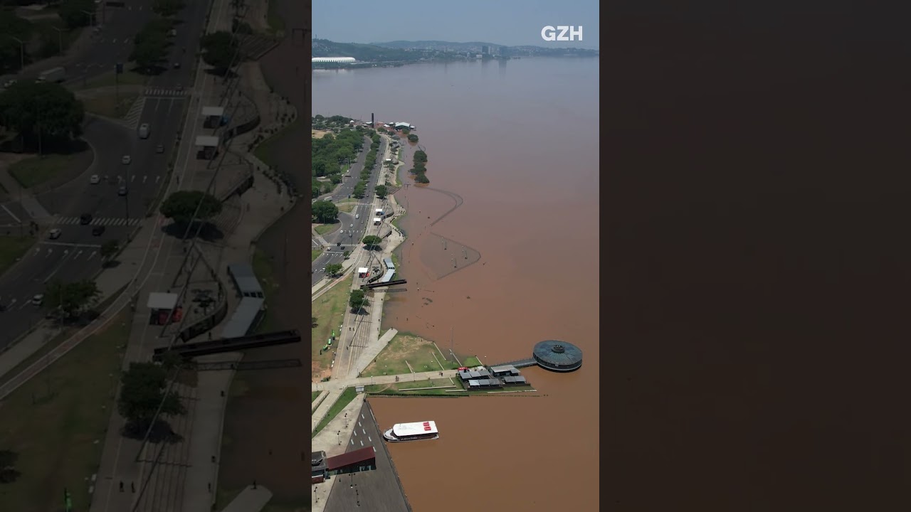 Como ficou a orla do Gua&iacute;ba com a maior enchente registrada desde 1941 em Porto Alegre
