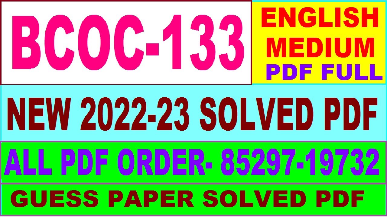 bcoc 133 solved assignment 2022-23 / bcoc 133 solved assignment in English / ignou bcomg solved