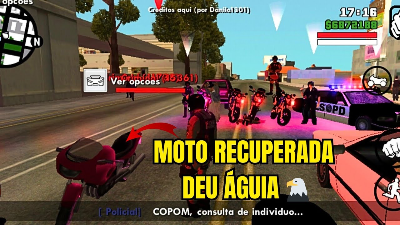 MOTO RECUPERADA EM PERSEGUIÇÃO DA ROCAM PMPE ÁGUIA 🦅 EM AÇÃO GTA SA #gtasa #vidapolicial #maisviews