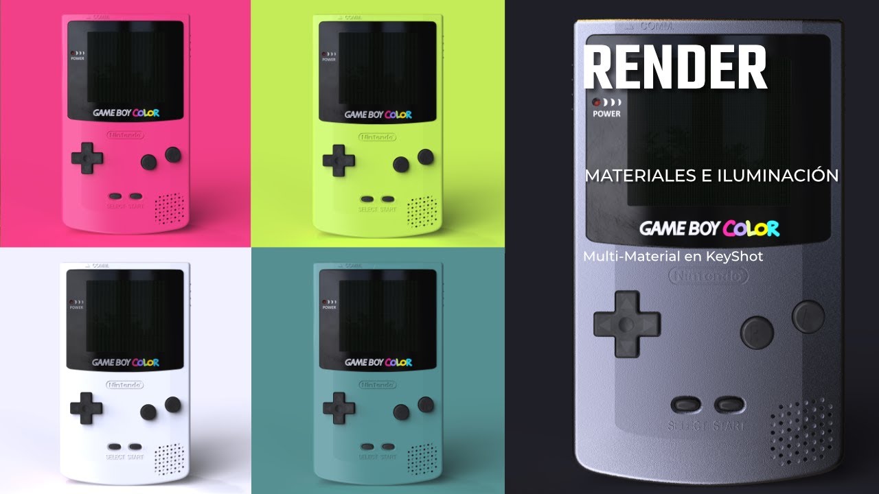 Multimaterial en KeyShot. Renderiza un Game Boy Color : Material e iluminación
