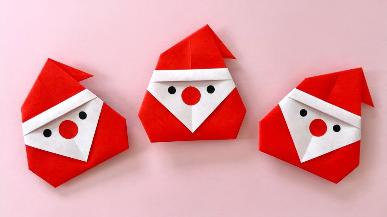【クリスマス 折り紙】超簡単！サンタクロースの折り方 Origami How to make Santa Claus DIY Paper Craft 종이접기 산타 할아버지 Christmas