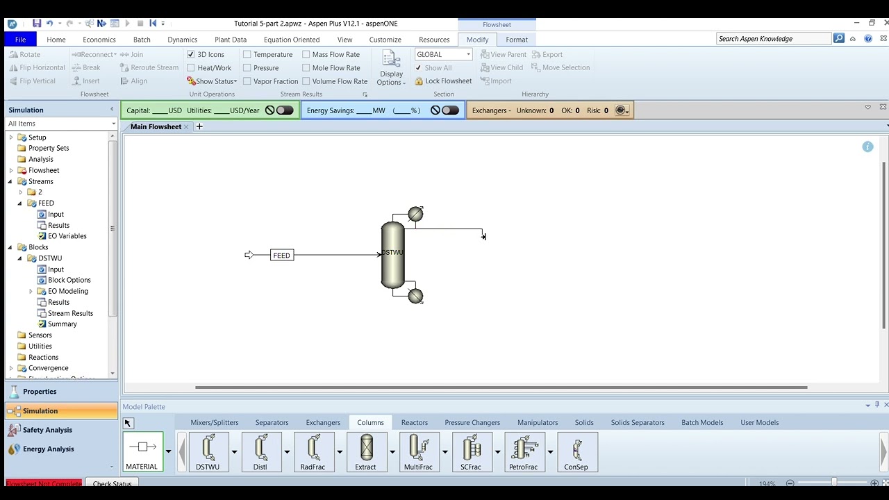Tutorial 5: Learn Aspen Plus in 24 Hours