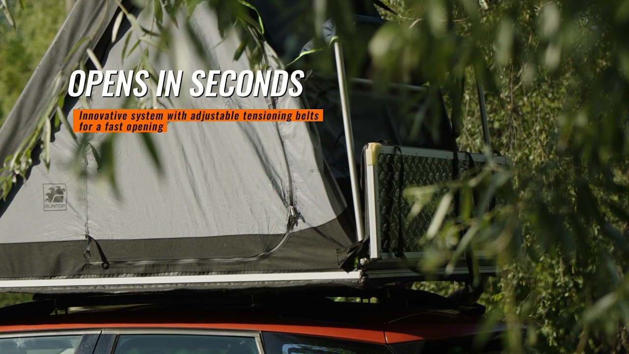 Suntop® Suntent 2024 - Universal rooftop tent: Instant opening system, light (46 kg), thin (18 cm)!